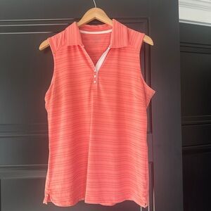 Aspire Coral Striped Sleeveless Blouse
